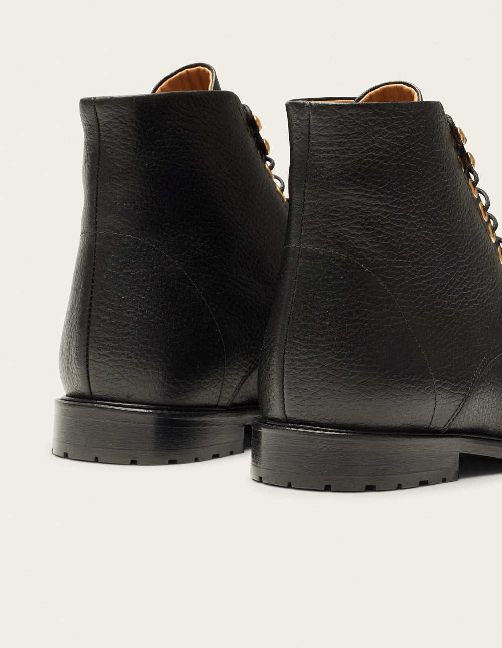 Bottines à lacets Lucienne - Cuir Grainé Noir œillets