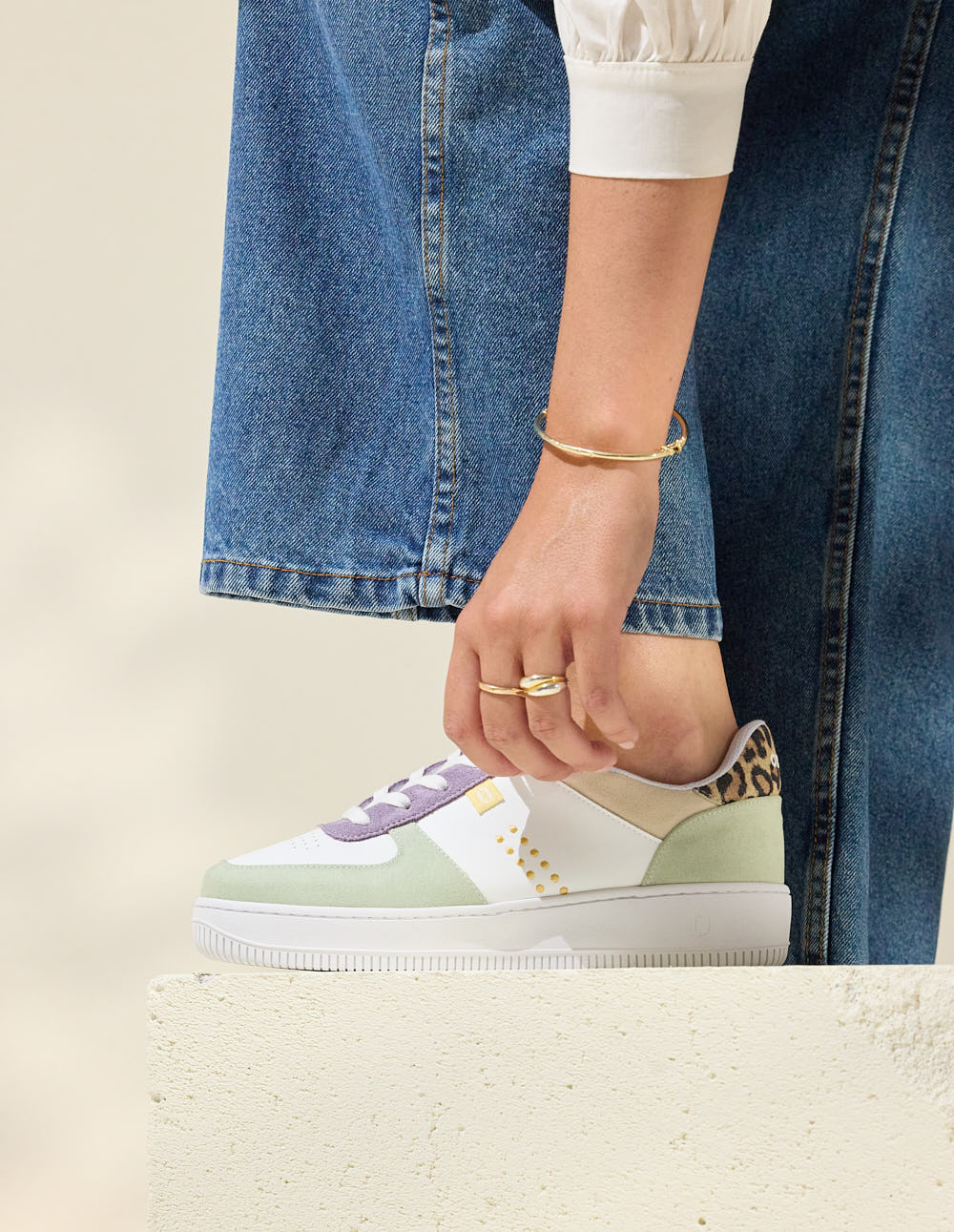 Baskets basses Maxence F - Vert blanc lilas