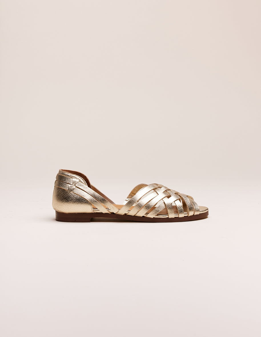Sandales Roxanne - Cuir grainé champagne