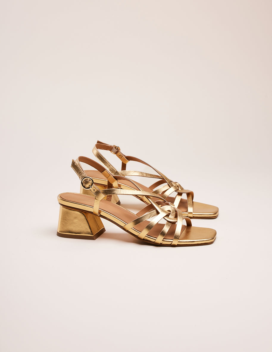 Sandales à talons Emilie - Cuir doré