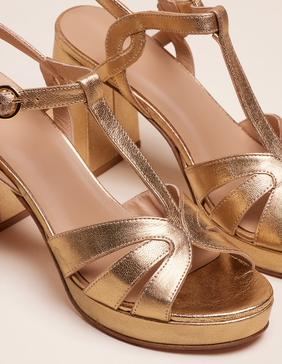 Sandales à talons Blandine - Cuir doré