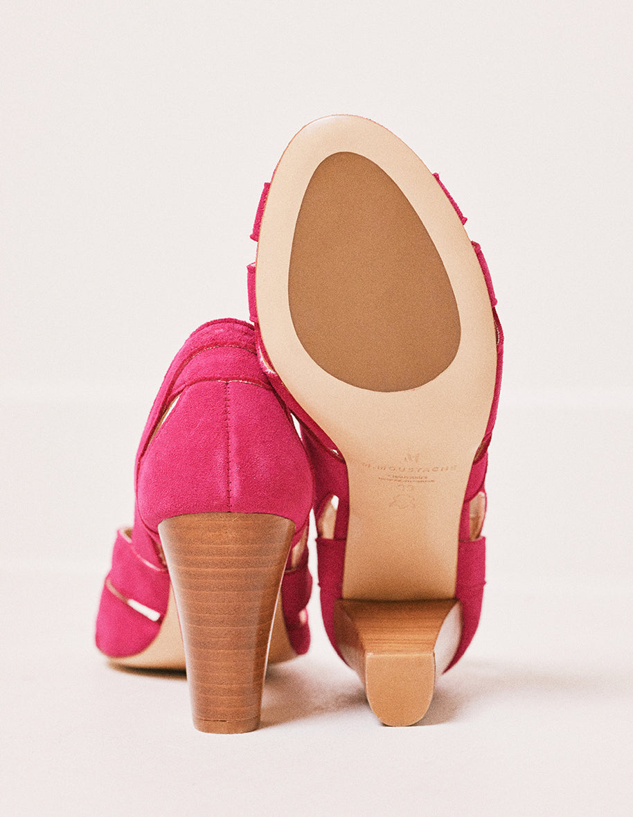 Sandales à talons Clémentine H - Suede fuchsia