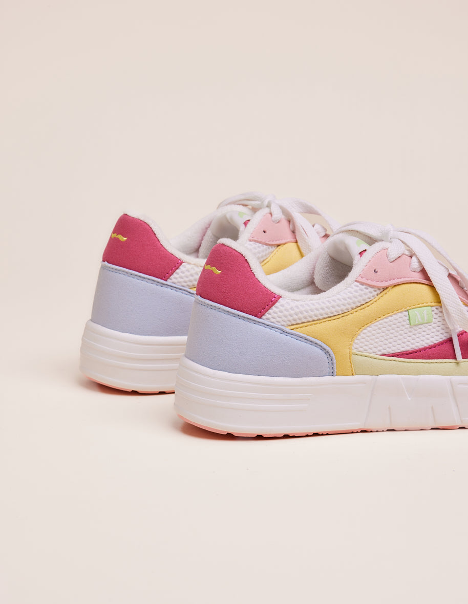 Baskets basses Aimée - Rose clair ciel blanc