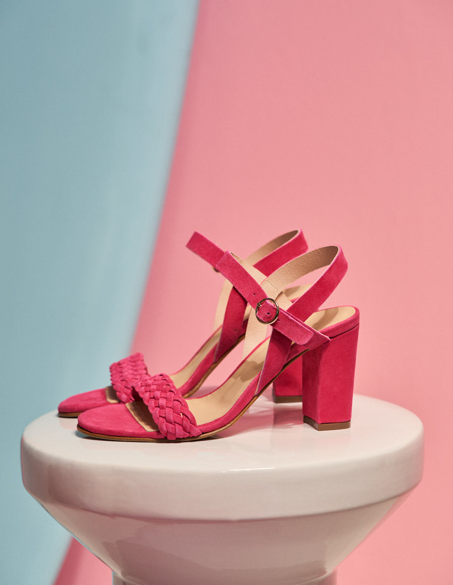 Sandales à talons Victoria H - Suède fuchsia