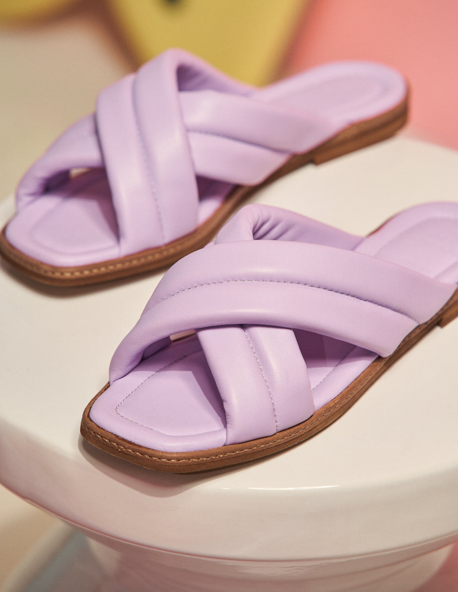 Mules plates Théa - Cuir lilas
