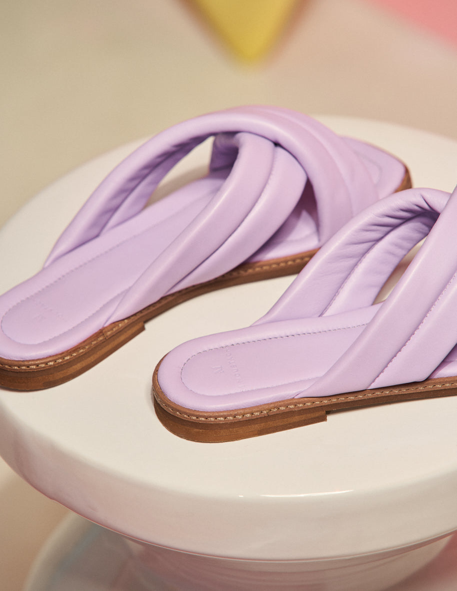 Mules plates Théa - Cuir lilas