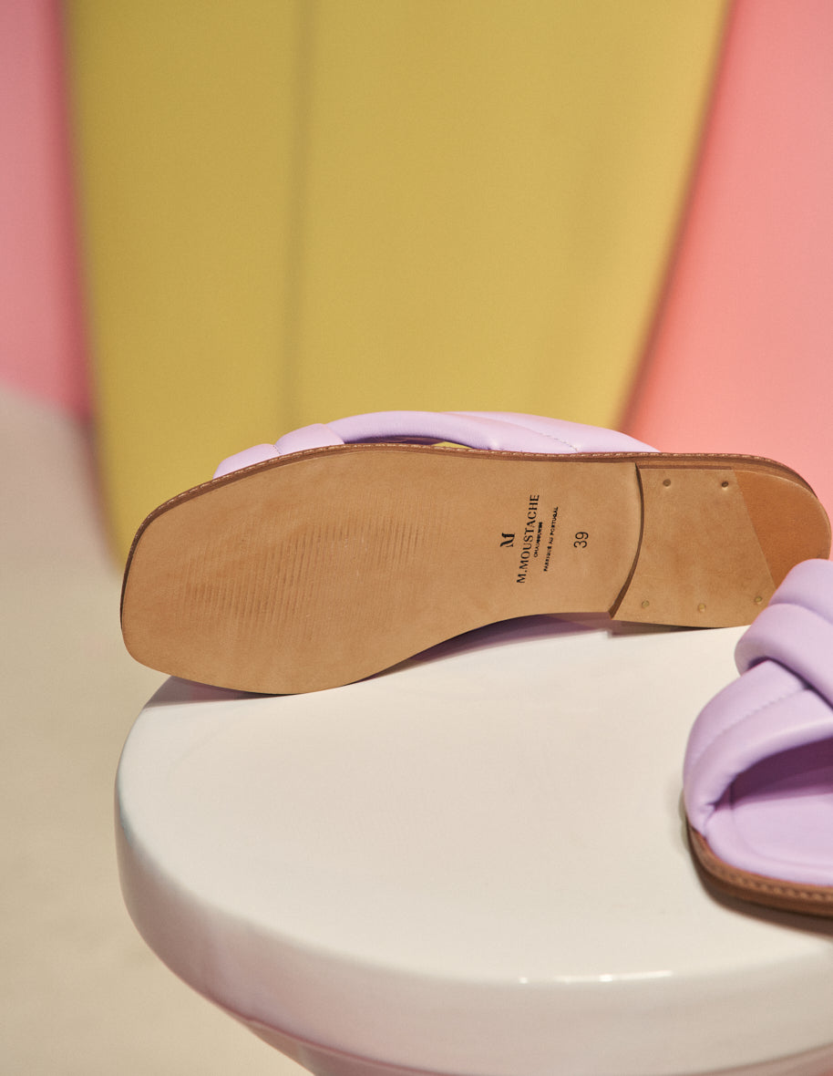 Mules plates Théa - Cuir lilas