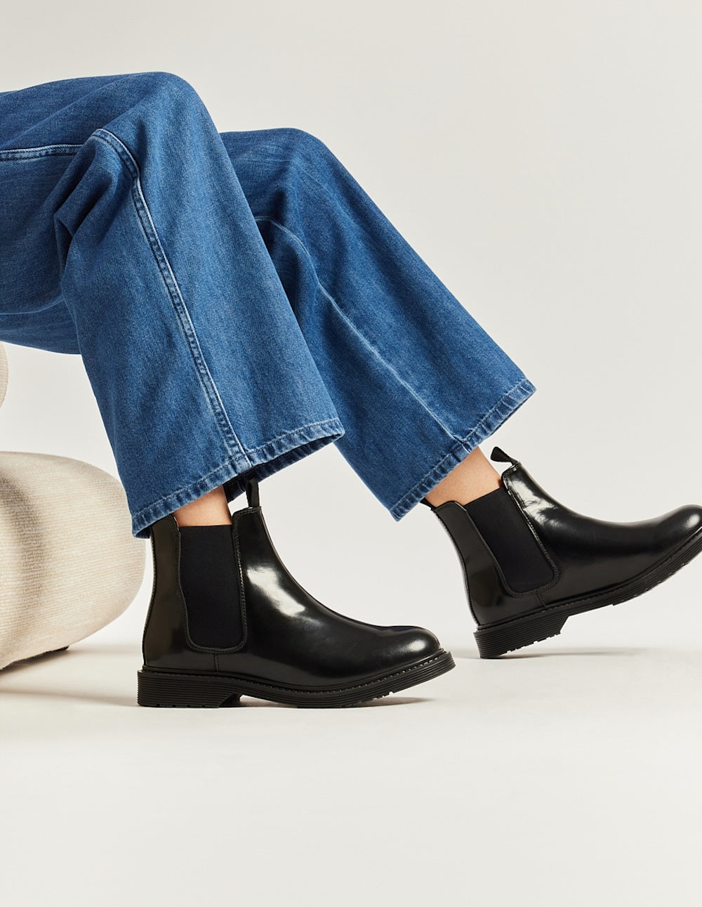 Bottines plates Marielle - Cuir box noir