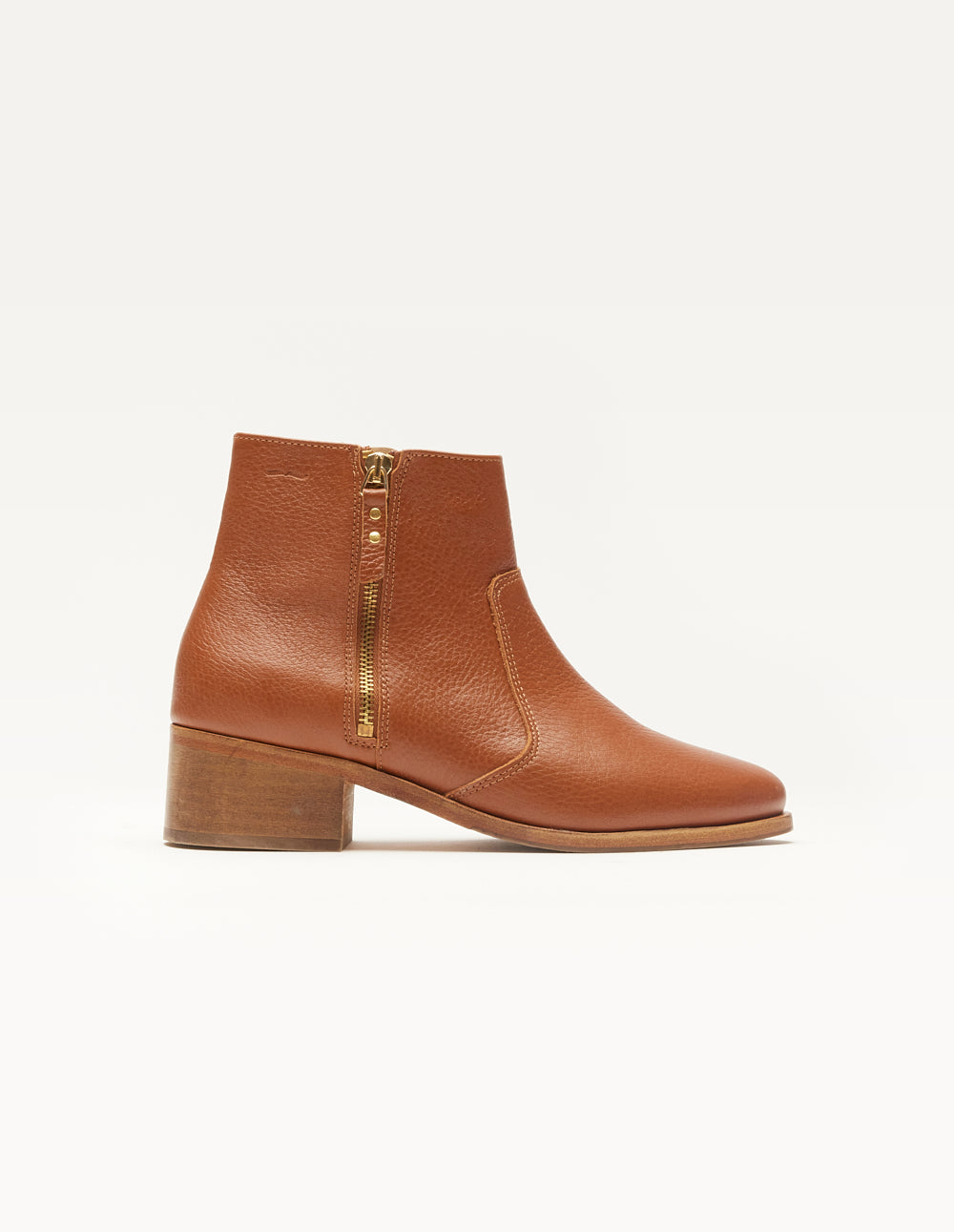 Bottines plates Coline - Cuir pull-up grainé miel
