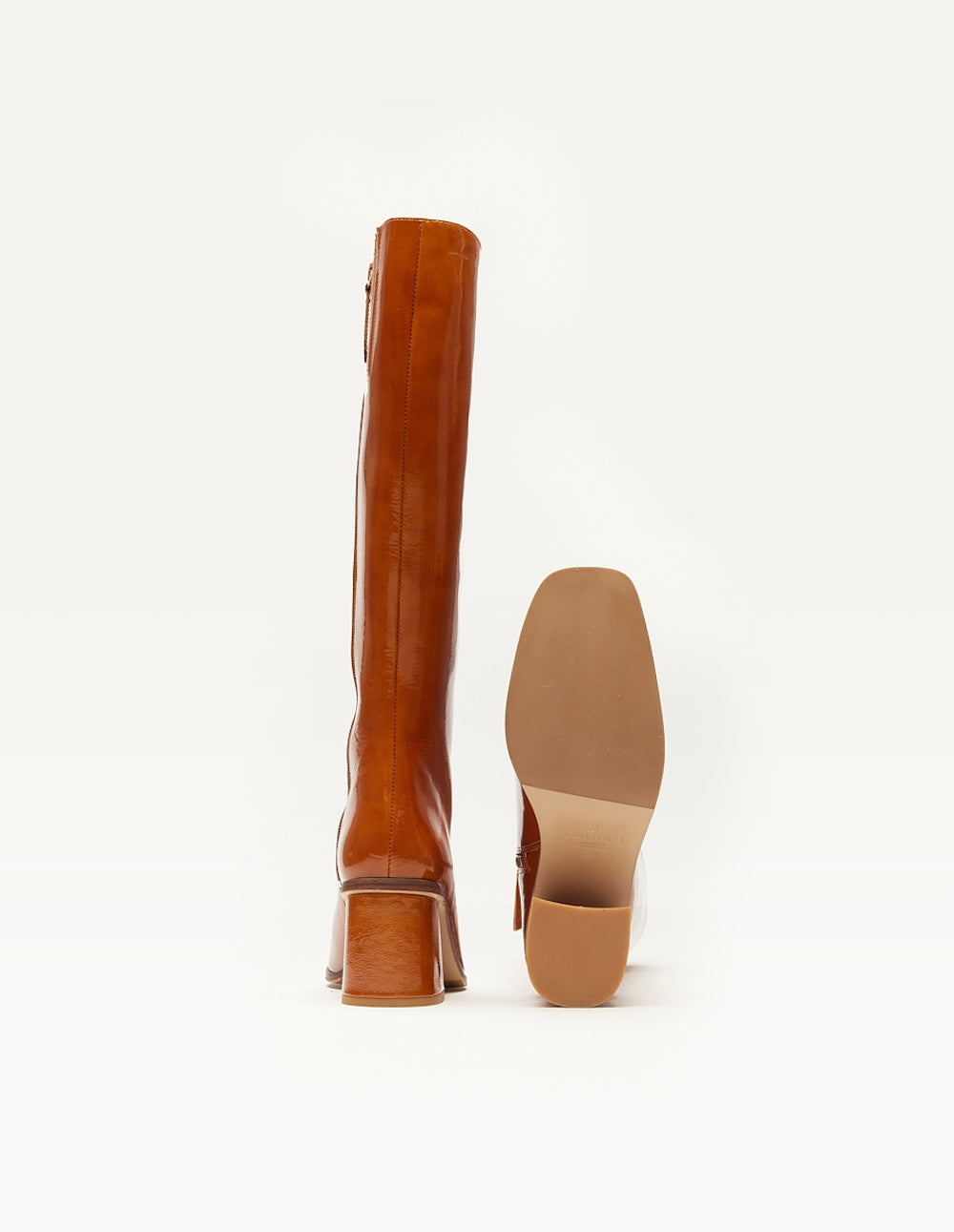 Bottes Lisette - Cuir plissé verni cognac