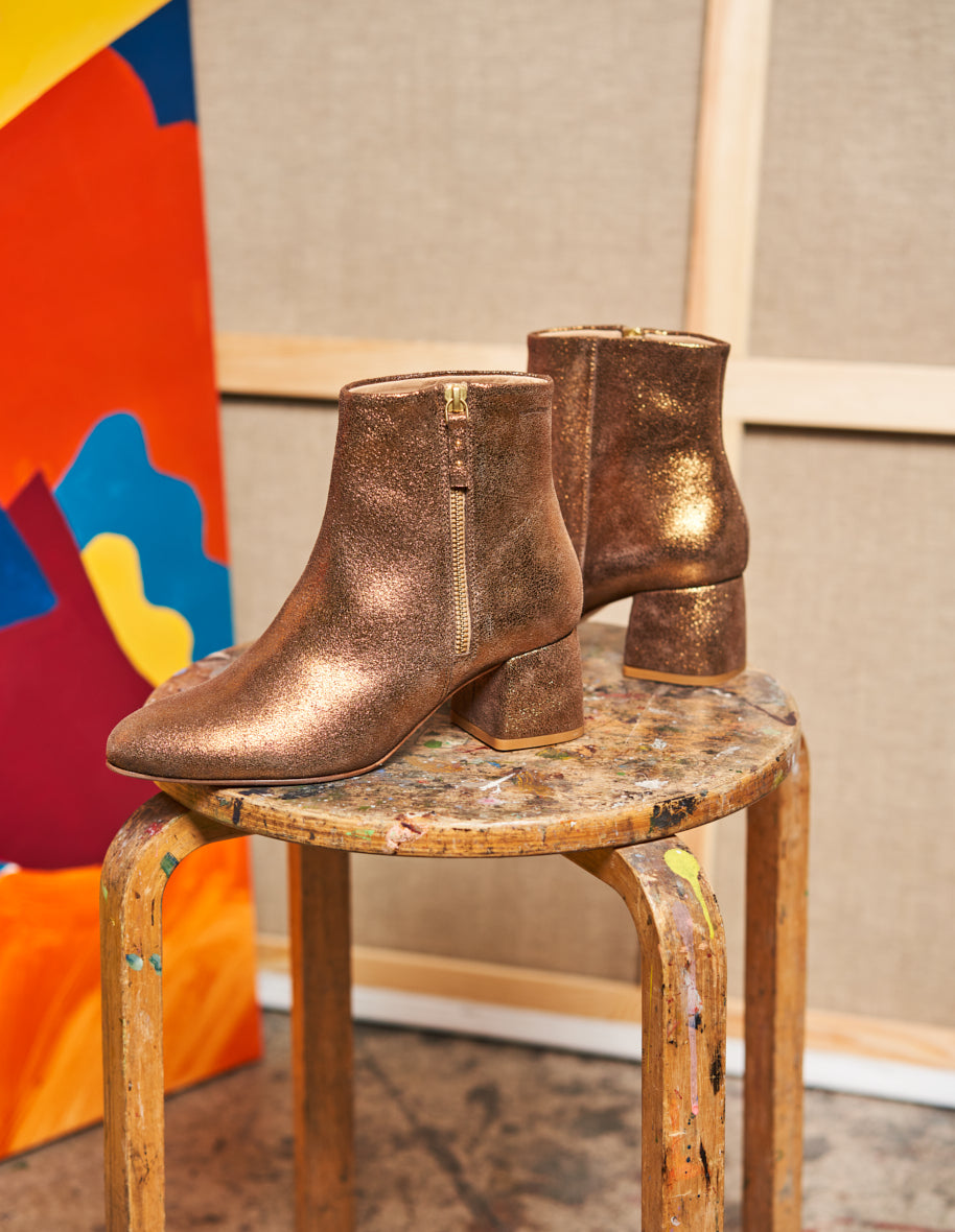 Bottines à talons Gisèle - Suède bronze