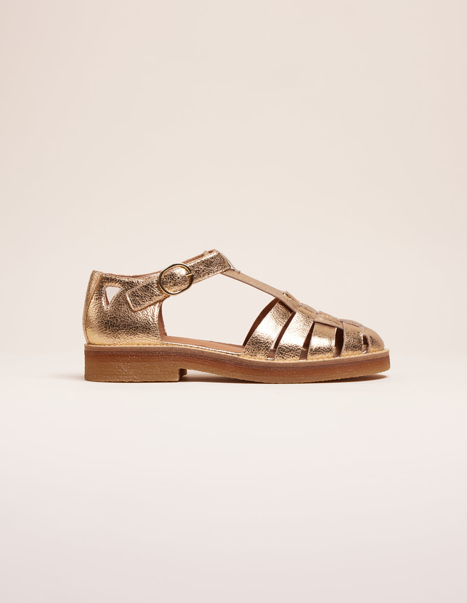 Sandales Charlie - Cuir craquelé doré
