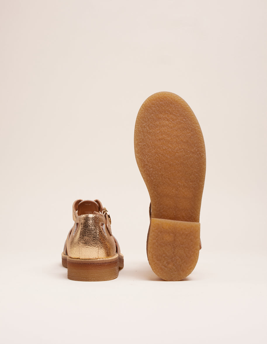 Sandales Charlie - Cuir craquelé doré