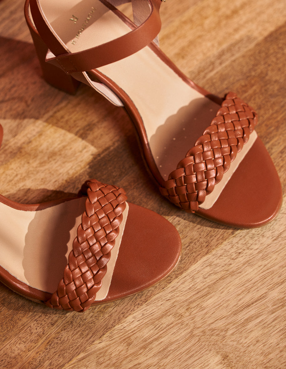 Sandales à talons Victoria H - Cuir cognac